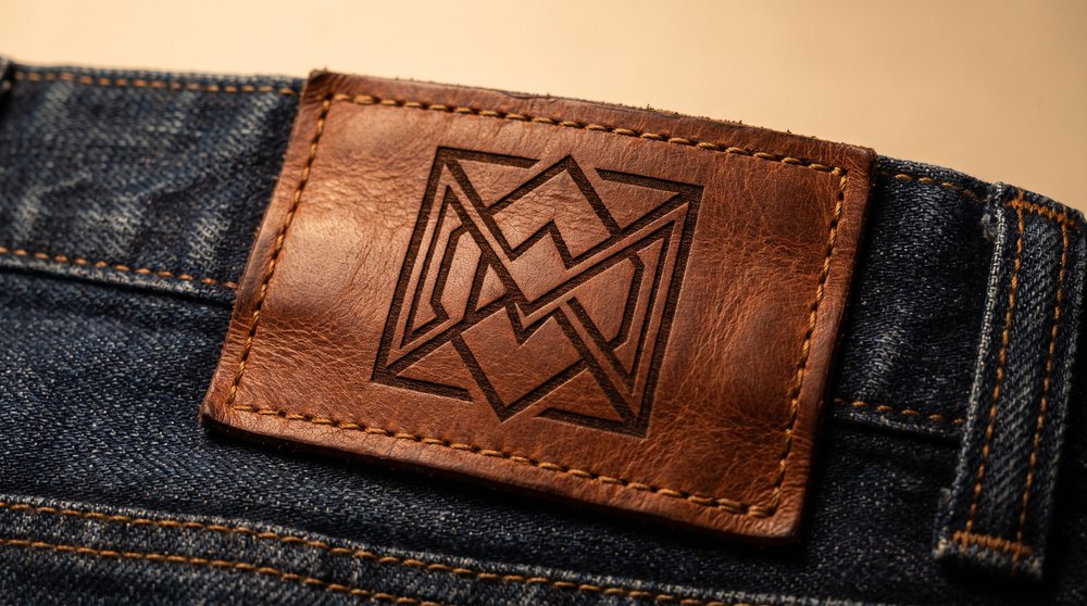 Laser engraved leather patch tags