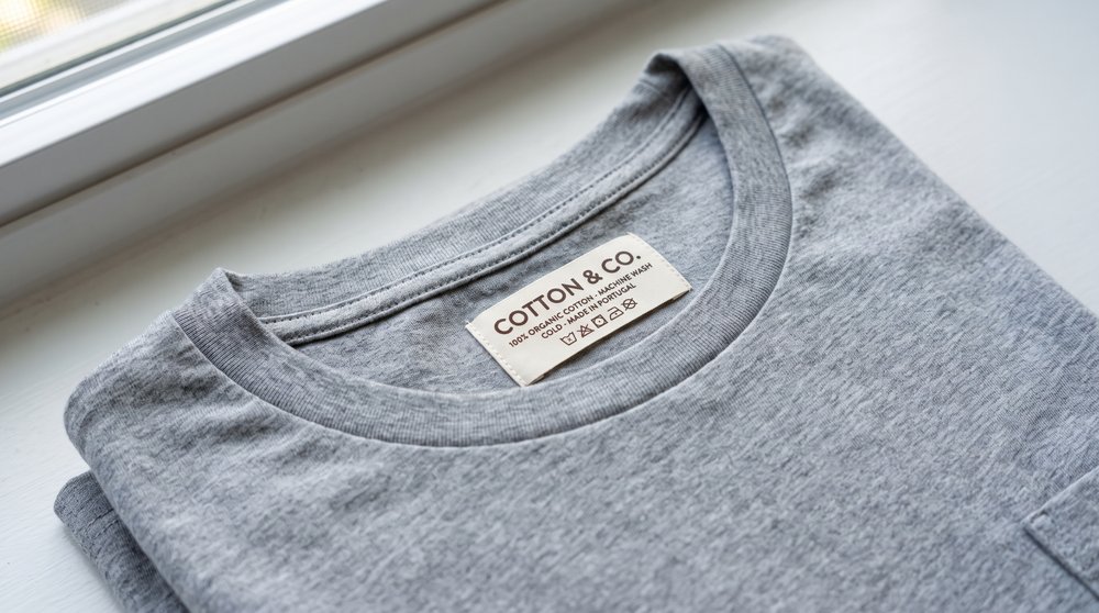 Tagless neck label inside a shirt