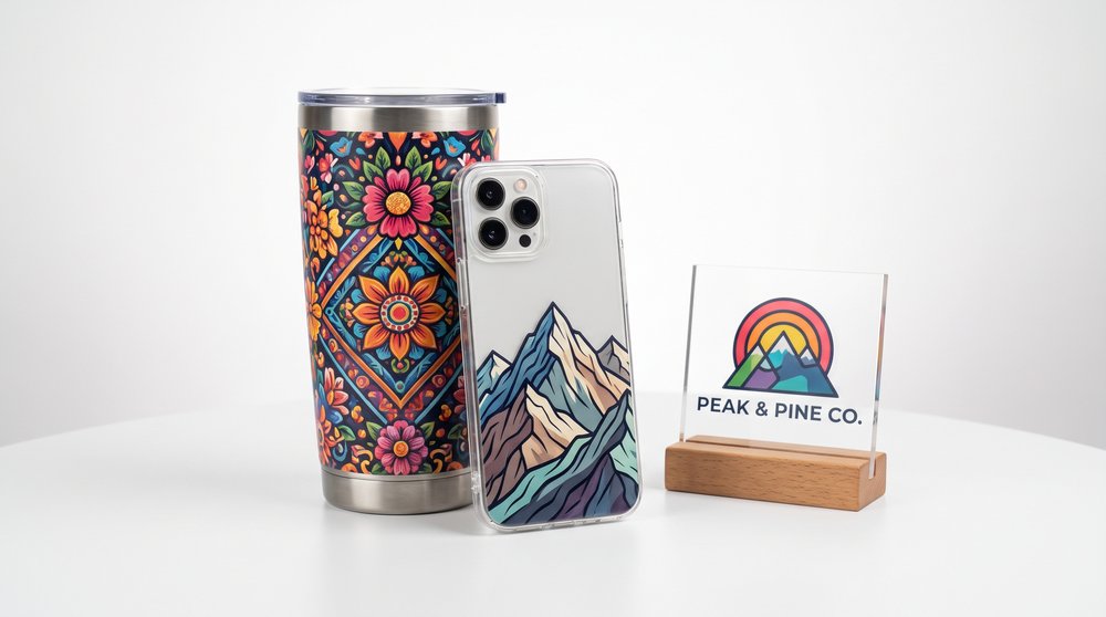 UV printed hard goods: tumblers, cases, signs